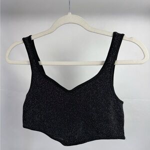Blue Steel Black Sparkly‎ Crop Tank Top Glitter Party Going Out Bralette M